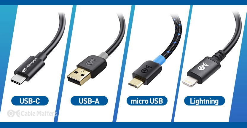 Cable Matters USB-C vs USB-A vs micro USB vs Lightning